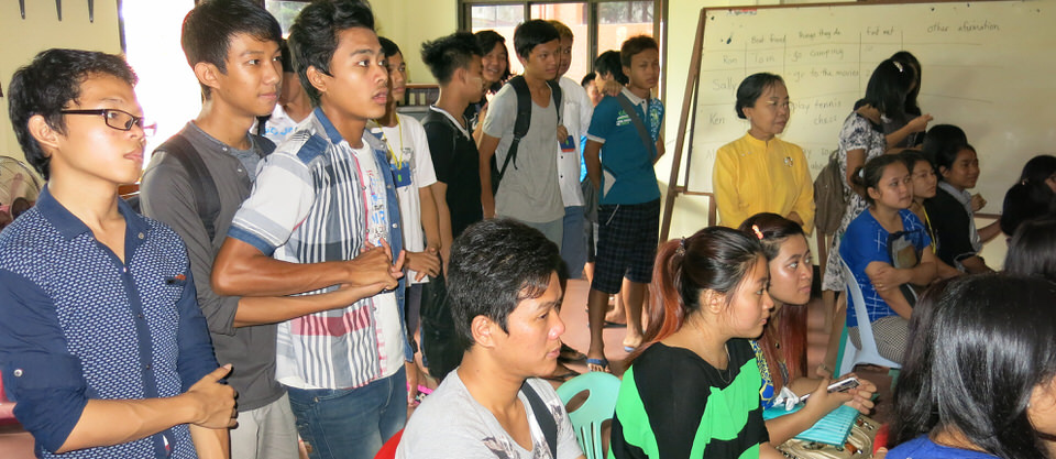 CEPC students watching with Daw Ma Ma Gyi